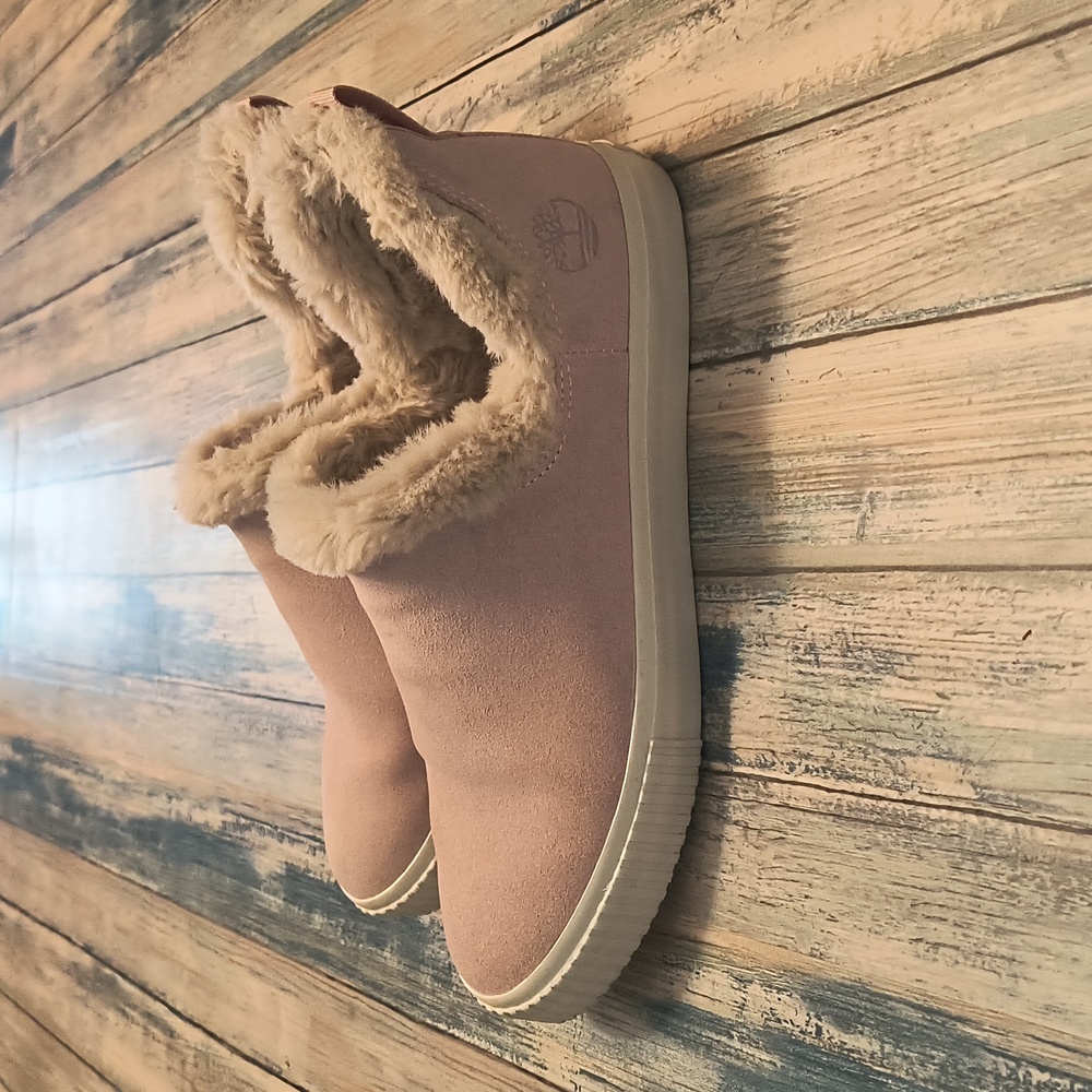 TIMBERLAND SKYLA BAY WOMEN'S PINK FUR SUEDE SLIP-ON SHOES Sz 9